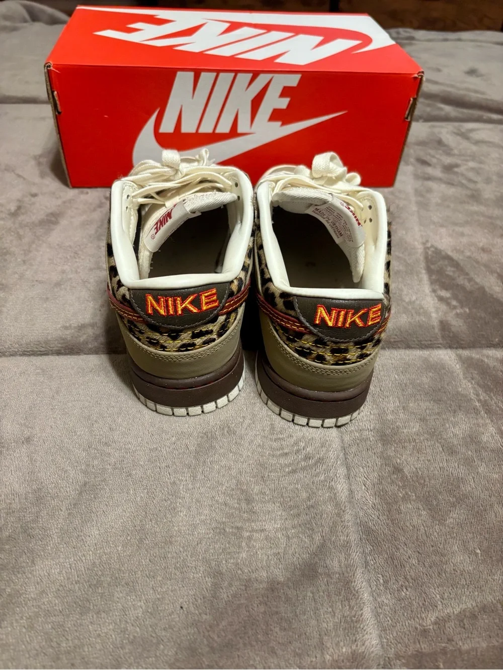 2025 Nike Dunk Low ‘Khaki Team Red’ with Leopard Accent